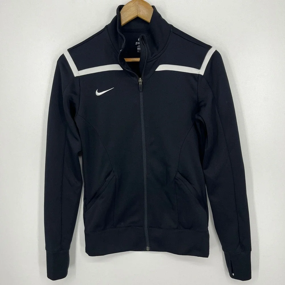 Nike Dri-FIT Track Jacket‎ Womens XS Black White Full Zip Athletic 535663-012